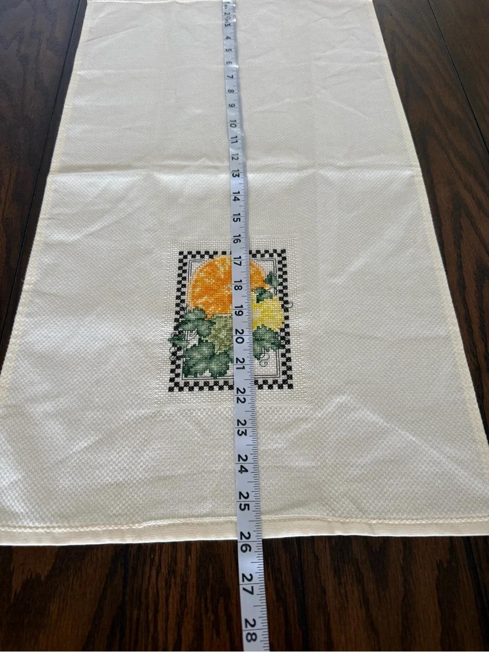 Embroidered Citrus Kitchen Towel - Orange & Yellow